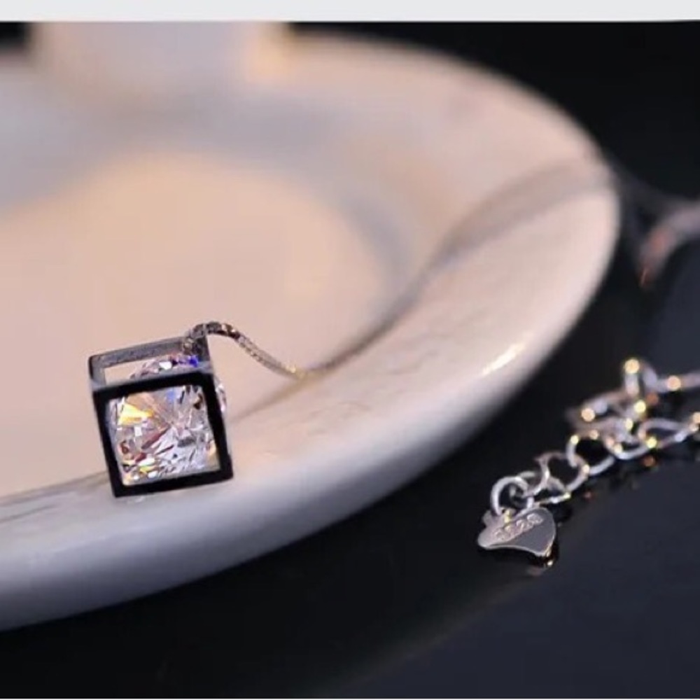 Unique 925 Sterling Silver Statement Platinum Charm Necklace